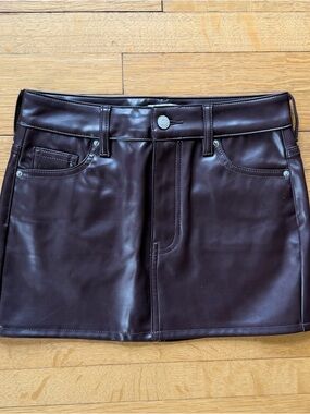PacSun Faux Leather Mini Skirt in Deep Chocolate Brown 24